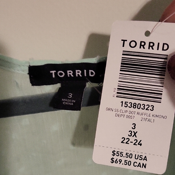 NWT Torrid 3x Light Green Kimono Or Swim Cover-Up - Picture 11 of 16